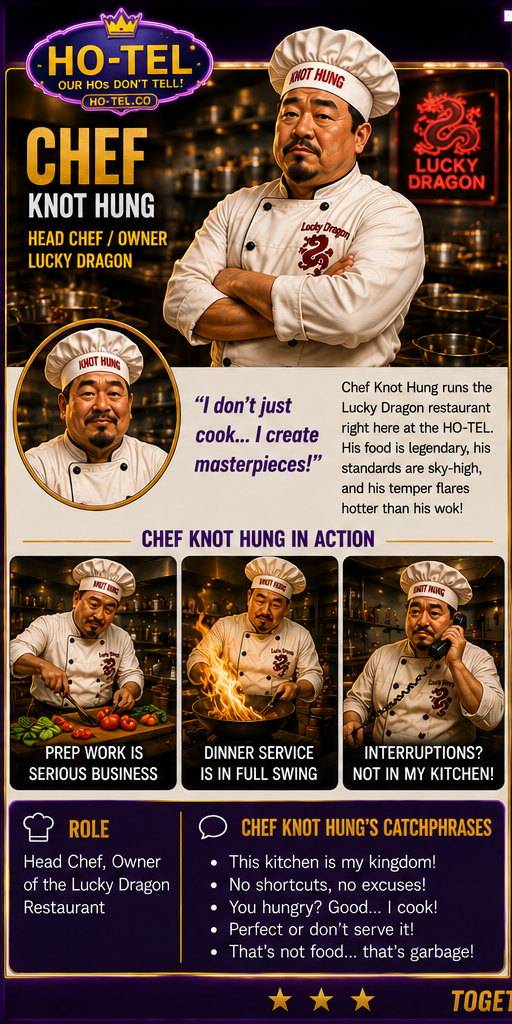 Chef Knot Hung official HO-TEL profile and action panel