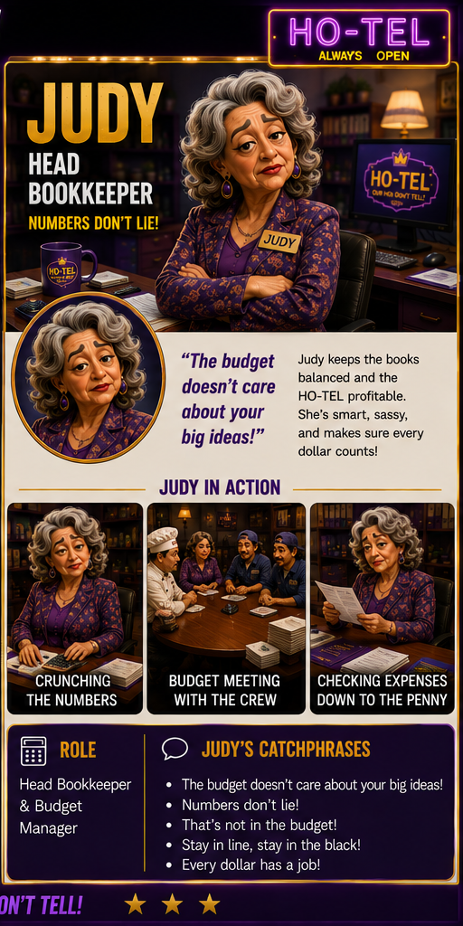 Judy official HO-TEL profile and action panel