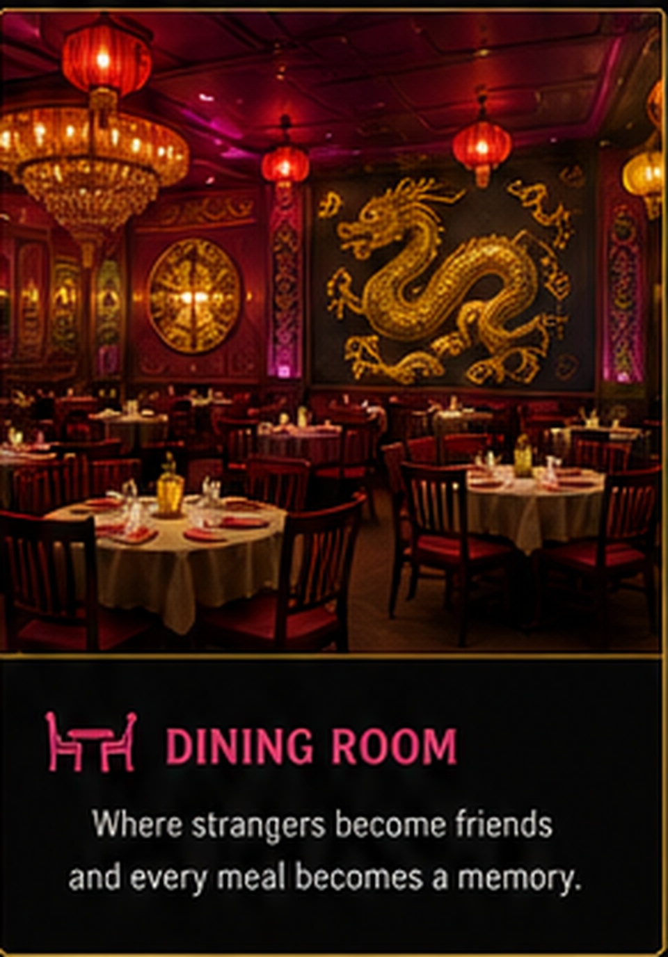 The dining room inside the Lucky Dragon restaurant